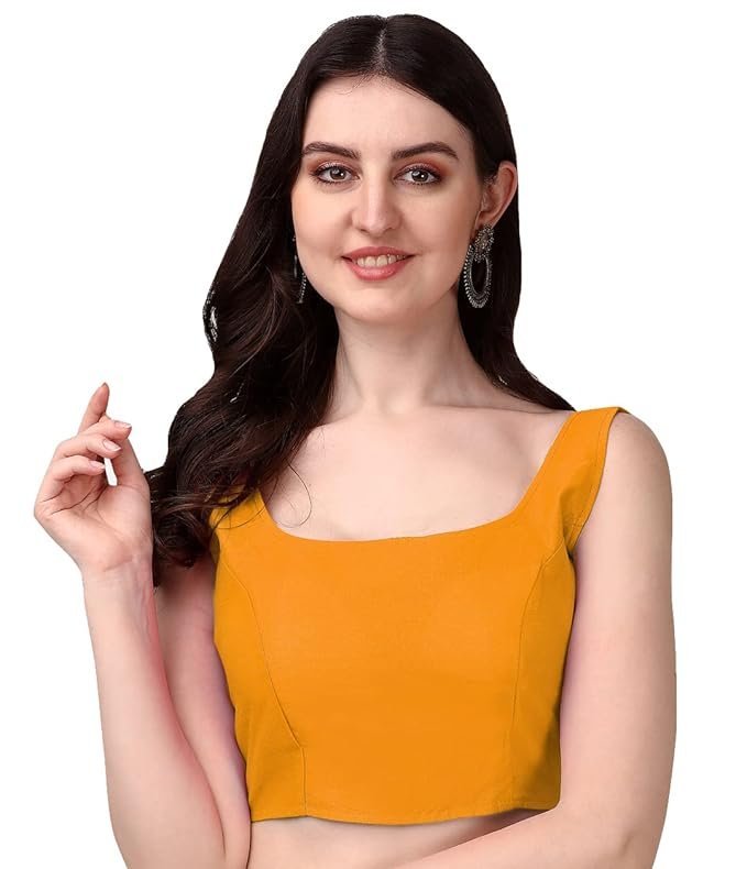 616UOdBRqxL._SX679_ Women's Deep Neck Silk Sleeveless Readymade Blouse - Image 1