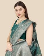 Floral Print Organza Saree - Image 4