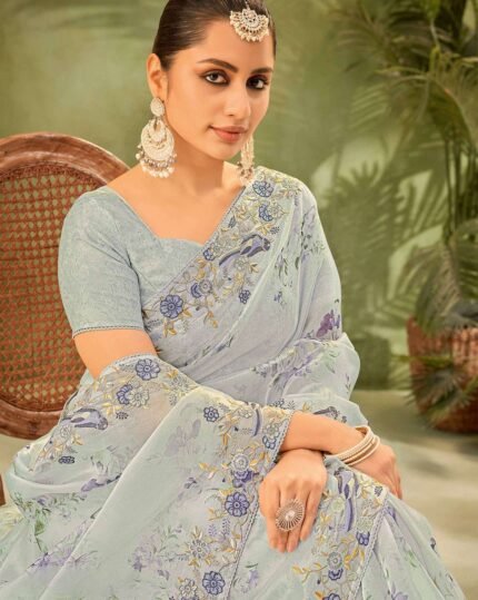 Women Floral Traditional Saree With Blouse